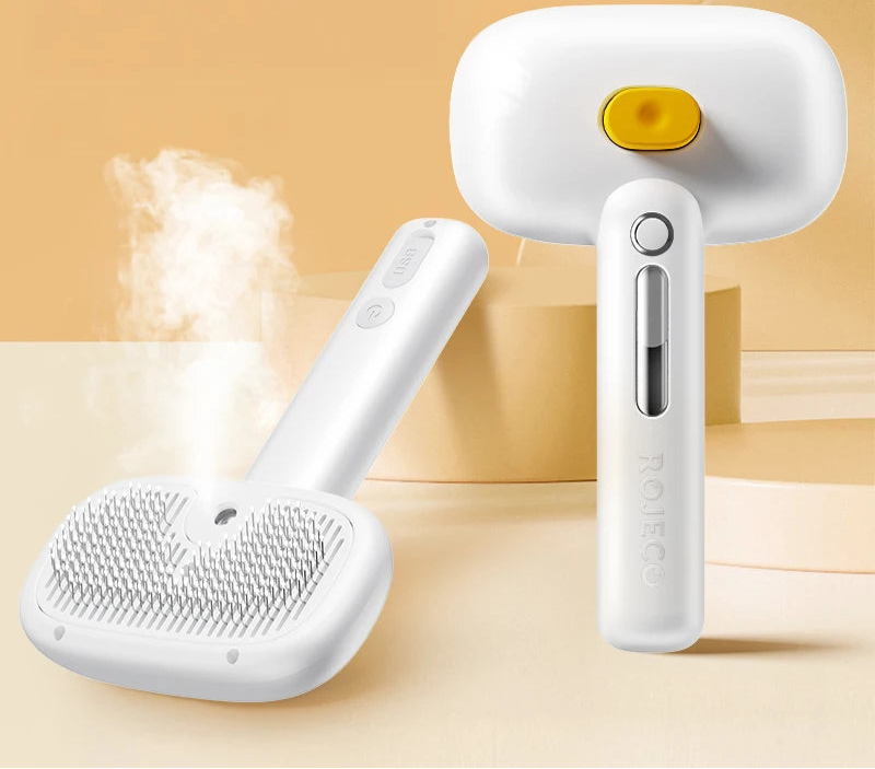 Pet Steam Comb - Electric Spray Brush for Dog & Cat Hair Removal and Grooming