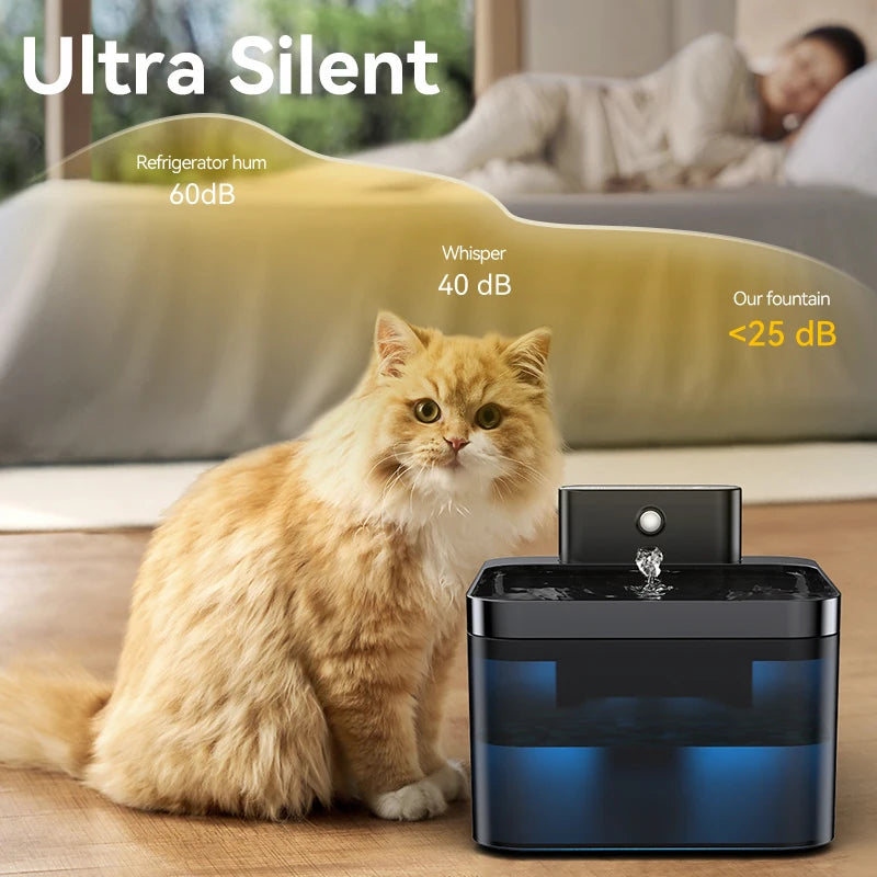 Smart Pet Water Fountain 2.2L - Wireless Automatic Dispenser with Infrared Sensor