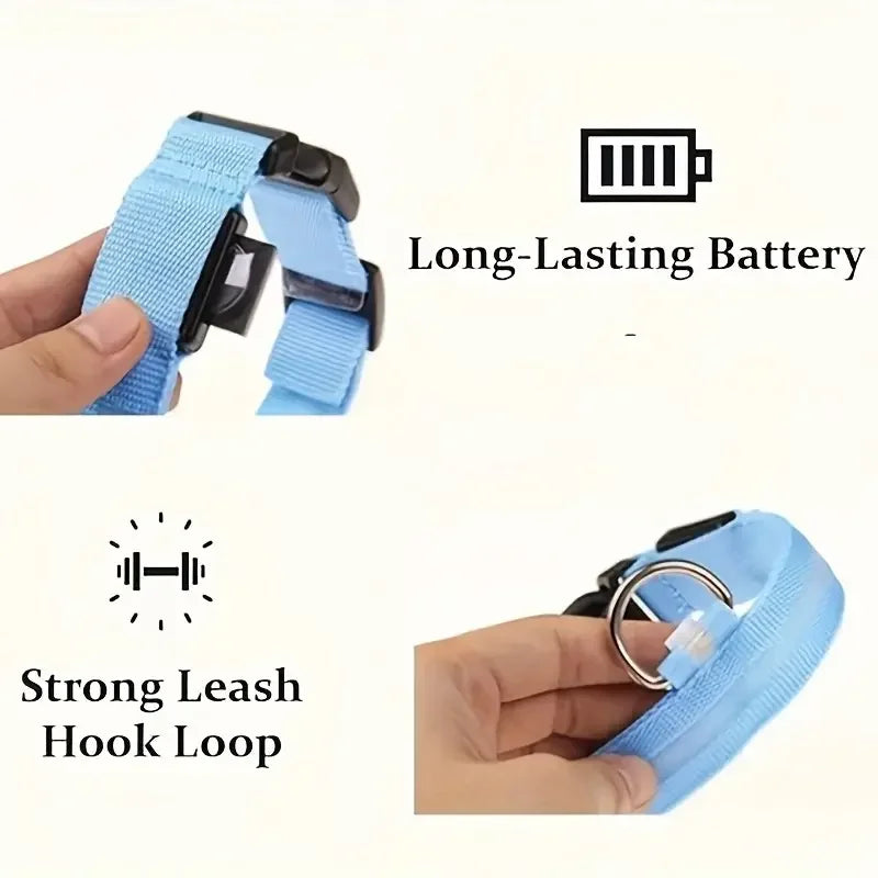 LED Dog Collar - Rechargeable Safety Light for Night Walking