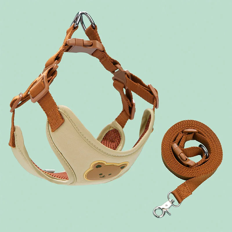 Breathable Pet Harness and Leash Set - Comfortable Chest Vest for Small to Medium Dogs