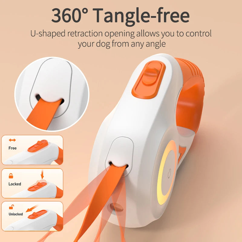 Automatic Retractable Dog Leash with LED Luminous Light for Safe Walking