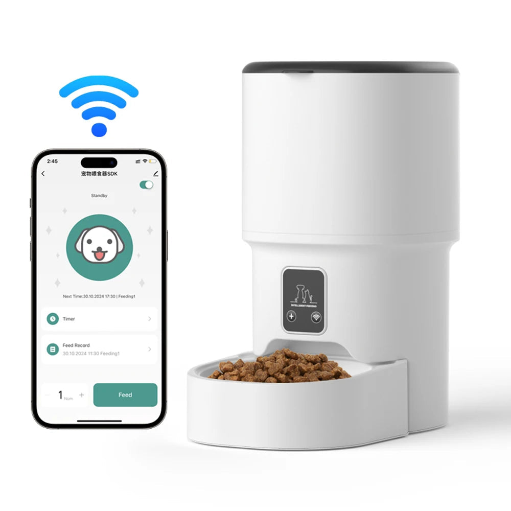 4L Smart WiFi Pet Feeder with Button Control - Intelligent Automatic Food Dispenser for Cats & Dogs