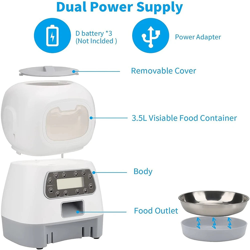 Smart WiFi Pet Feeder and Water Fountain Combo - 3.5L Food + 2L Water