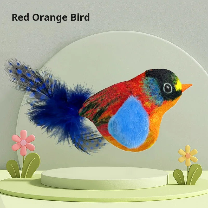 Interactive Bird Sound Cat Toy - Plush Hanging Teaser with Realistic Calls