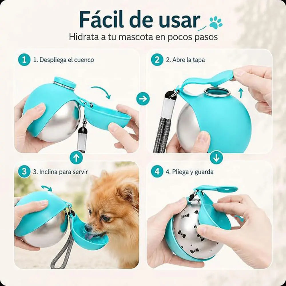 Portable Stainless Steel Water Dispenser for Dogs