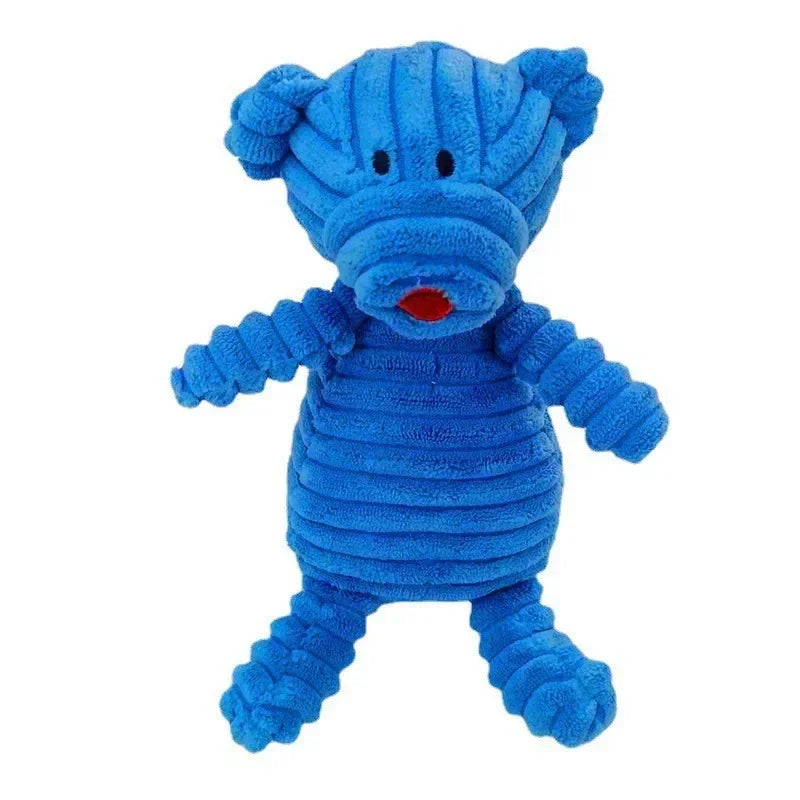 Jouet couineur en peluche pour chien - Forme d'animal en velours côtelé résistant aux morsures