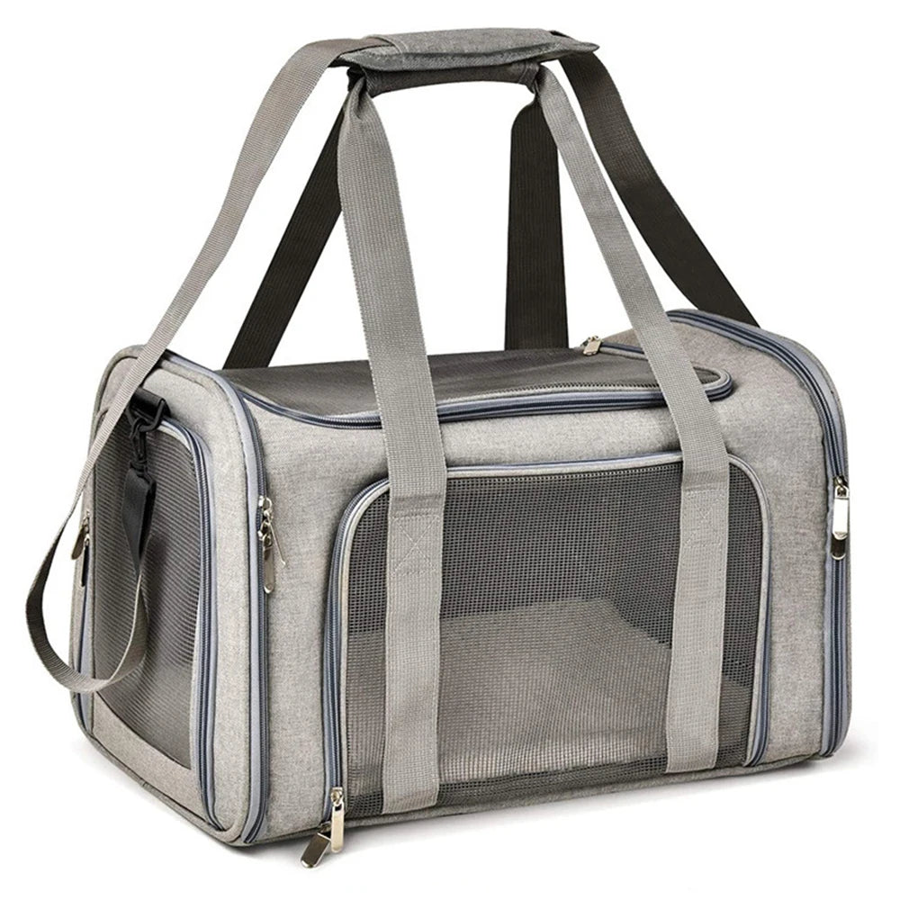 Collapsible Mesh Pet Carrier with Padded Shoulder Strap