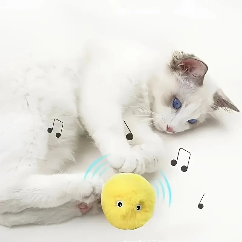 Interactive Cat Toy Ball with Chirping Sound - Plush Exercise Ball for Playtime