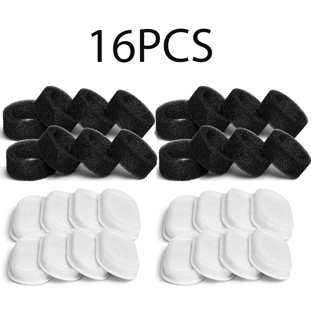 32pcs 16pcs 12pcs Automatic Cat Fountain Filter Replacement, Activated Carbon Cat Drinking Water Filter With Sponge Foam Filter