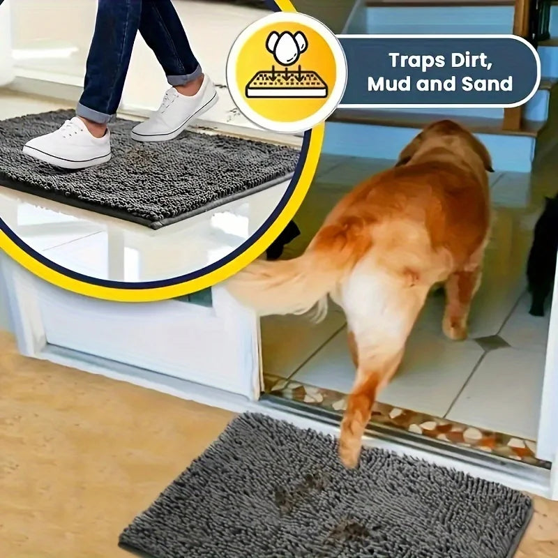 Quick-Dry Microfiber Dog Doormat - Non-Slip Absorbent Pet Mat for Indoor Use