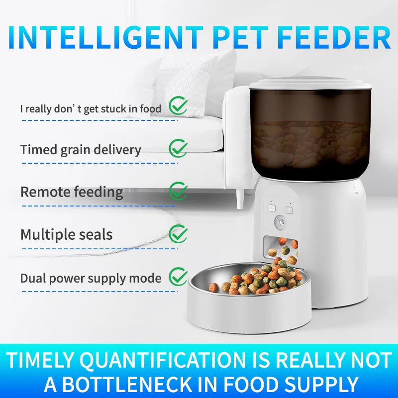 3L Smart Pet Feeder with HD Camera & Stainless Steel Bowl