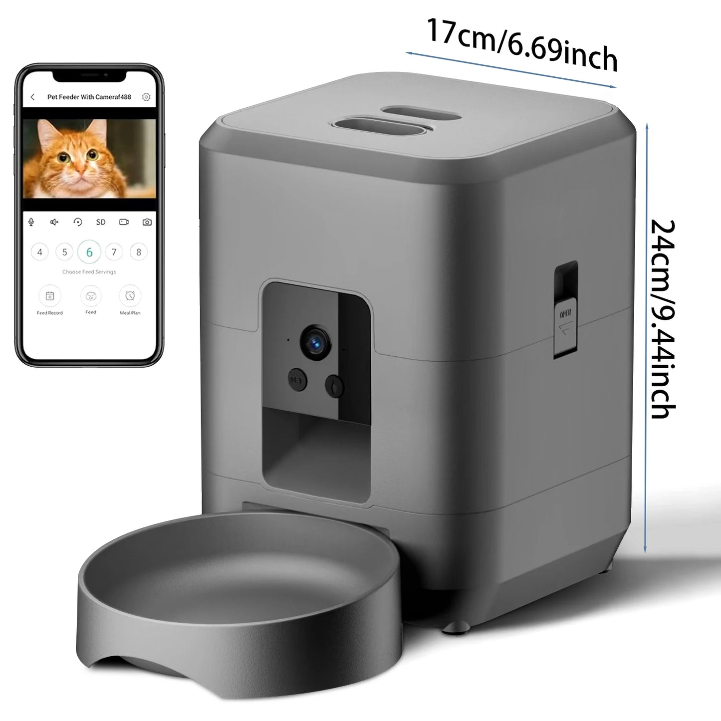 Smart Wi-Fi Pet Feeder with Camera - 2L Automatic Food Dispenser for Dogs & Cats