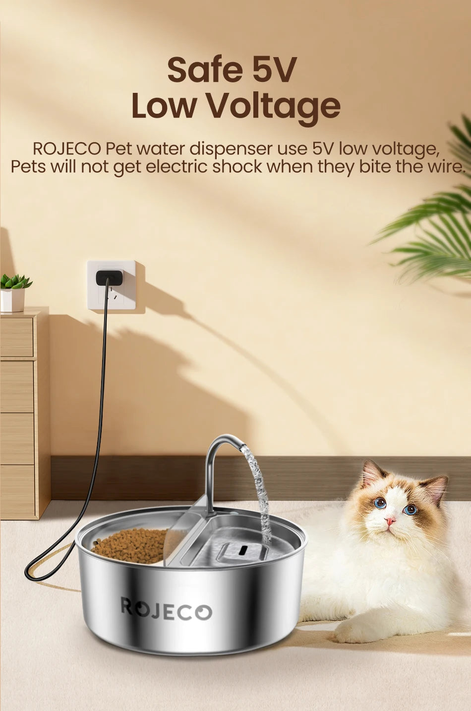 2-in-1 Automatic Pet Water Dispenser with Stainless Steel Feeder Bowl