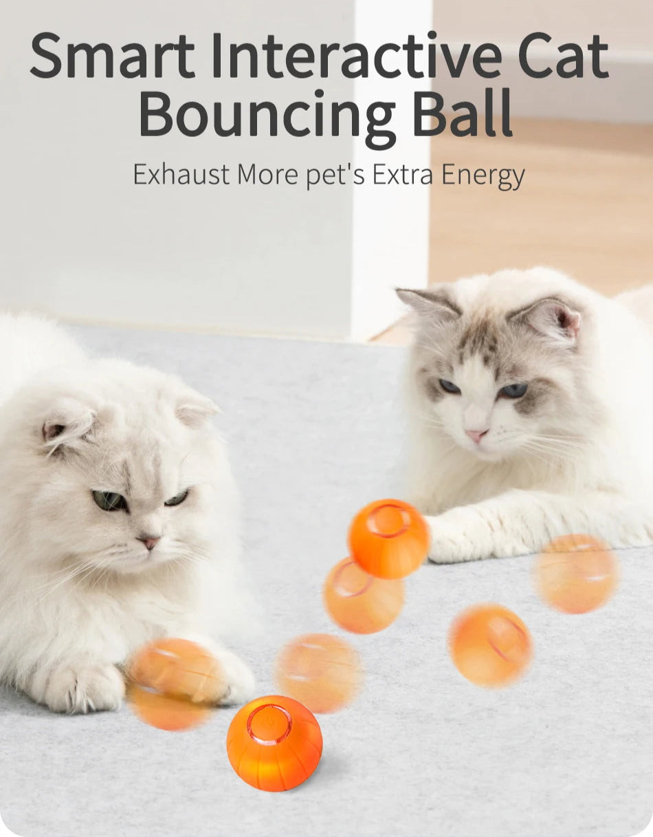 Smart Automatic Bouncing Cat Ball - Interactive LED Self-Moving Pet Toy