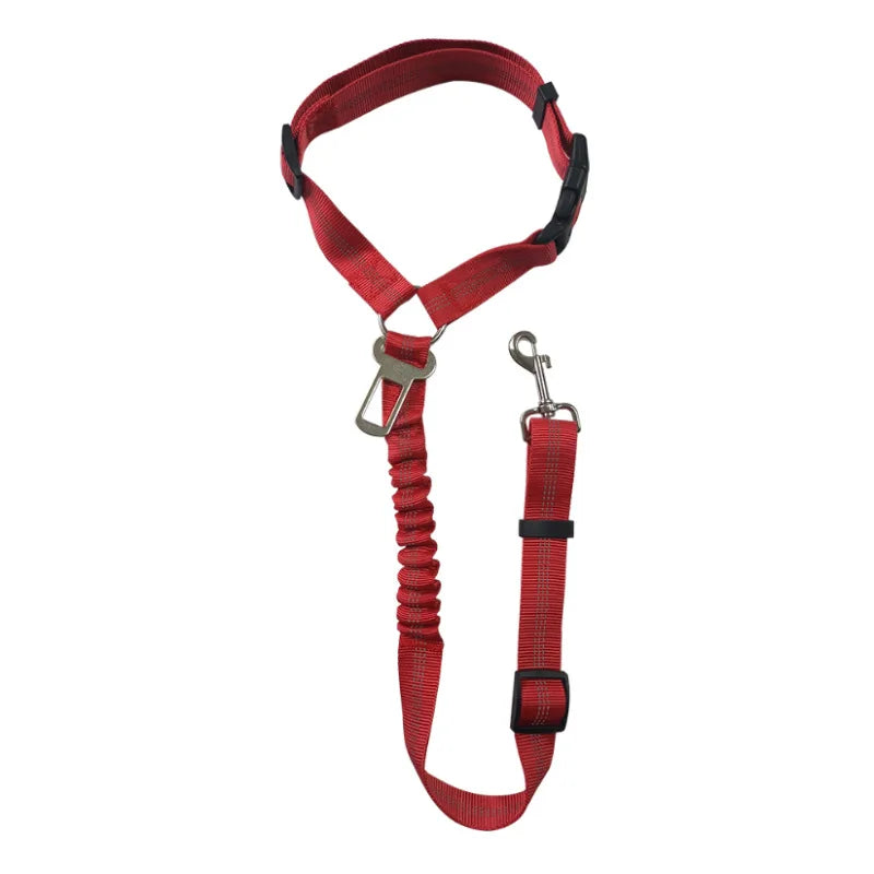 2-in-1 Dog Car Safety Seatbelt - Adjustable Reflective Headrest Restraint