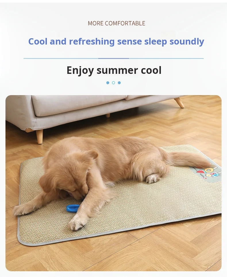 Summer Cooling Mat - Oversized Breathable Bamboo Rattan Pet Mat