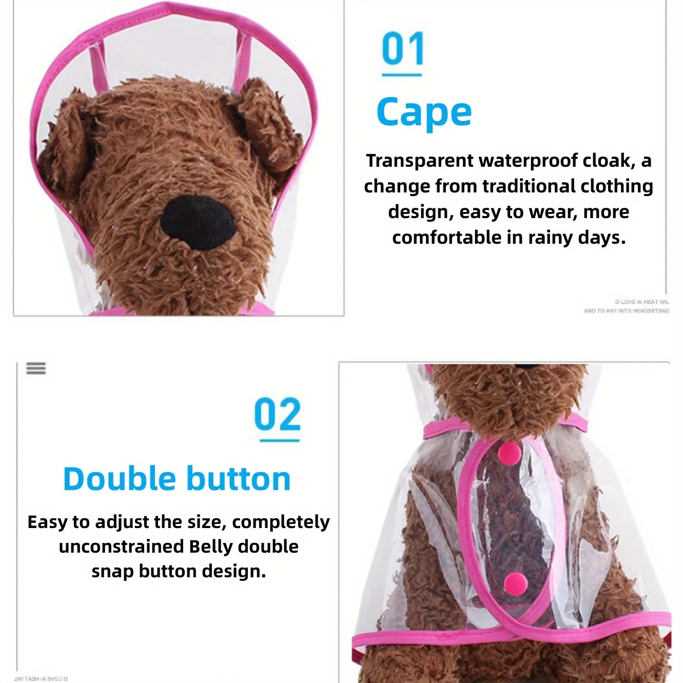 Clear Transparent Pet Raincoat with Hood - Waterproof Poncho for Small Dogs & Cats