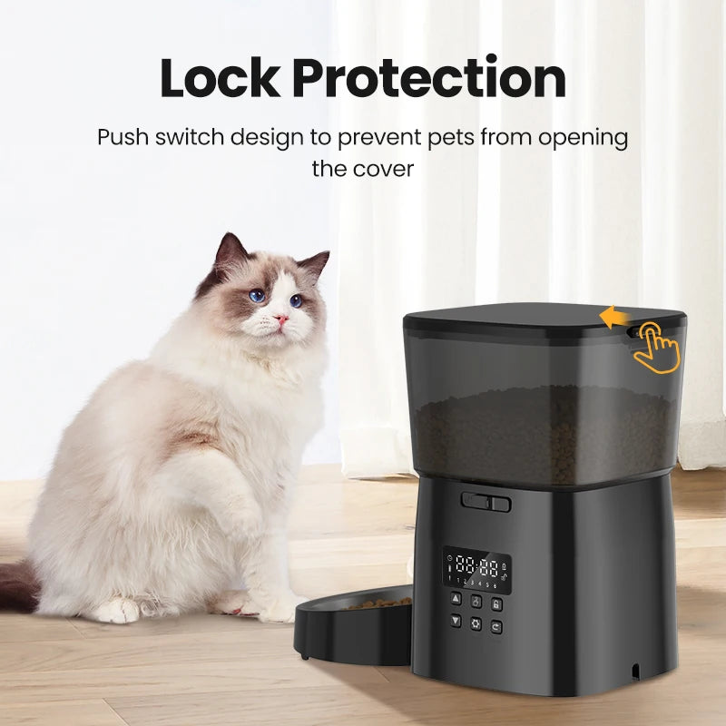 Smart Automatic Cat Feeder with Button Control and Kibble Dispenser