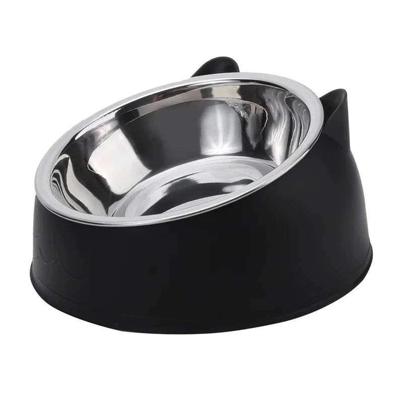 Stainless Steel Inclined Cat Bowl | Creative Kitten Puppy Food Feeding Bowls | Pet Dogs Cats Feeders
