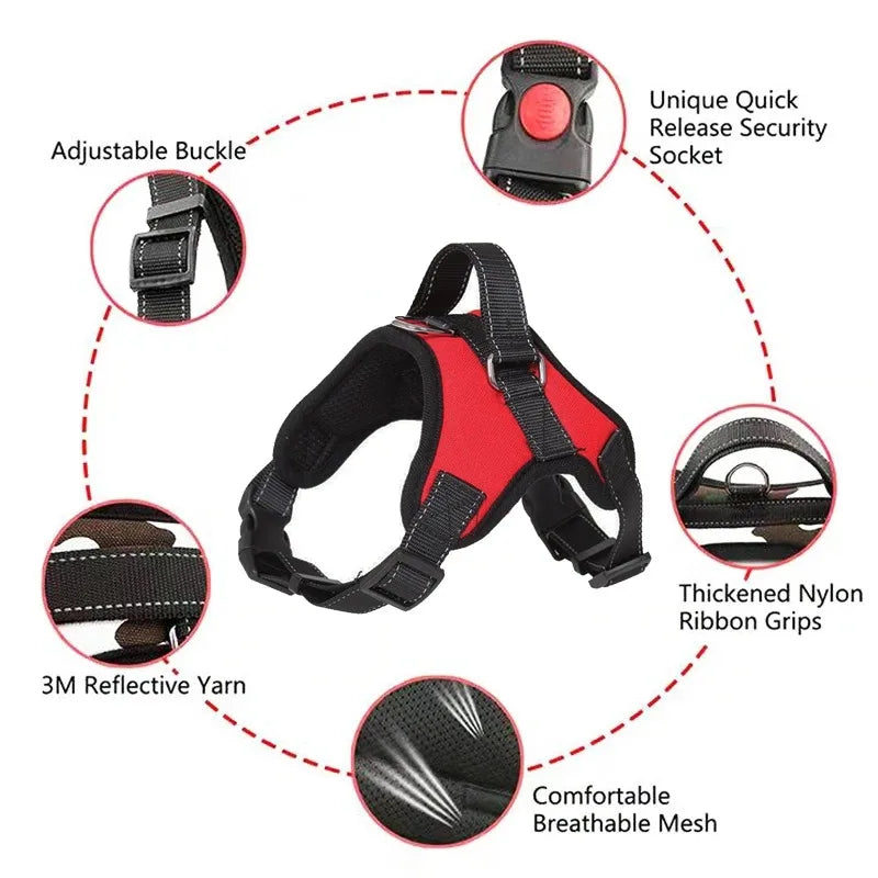 No-Pull Dog Harness - Reflective Waterproof Vest for All Sizes