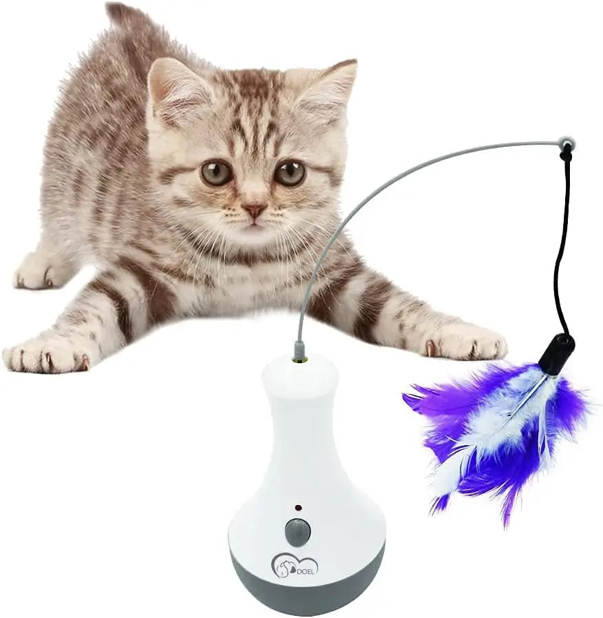 Interactive Feather Cat Toy - Automatic Teaser Wand for Indoor Play