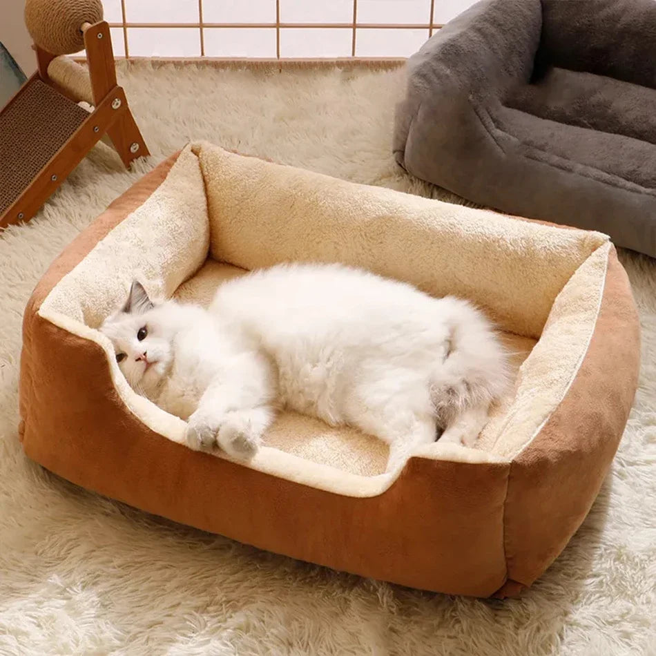 Cozy Pet Bed for Cats and Dogs - Soft Cushion Basket