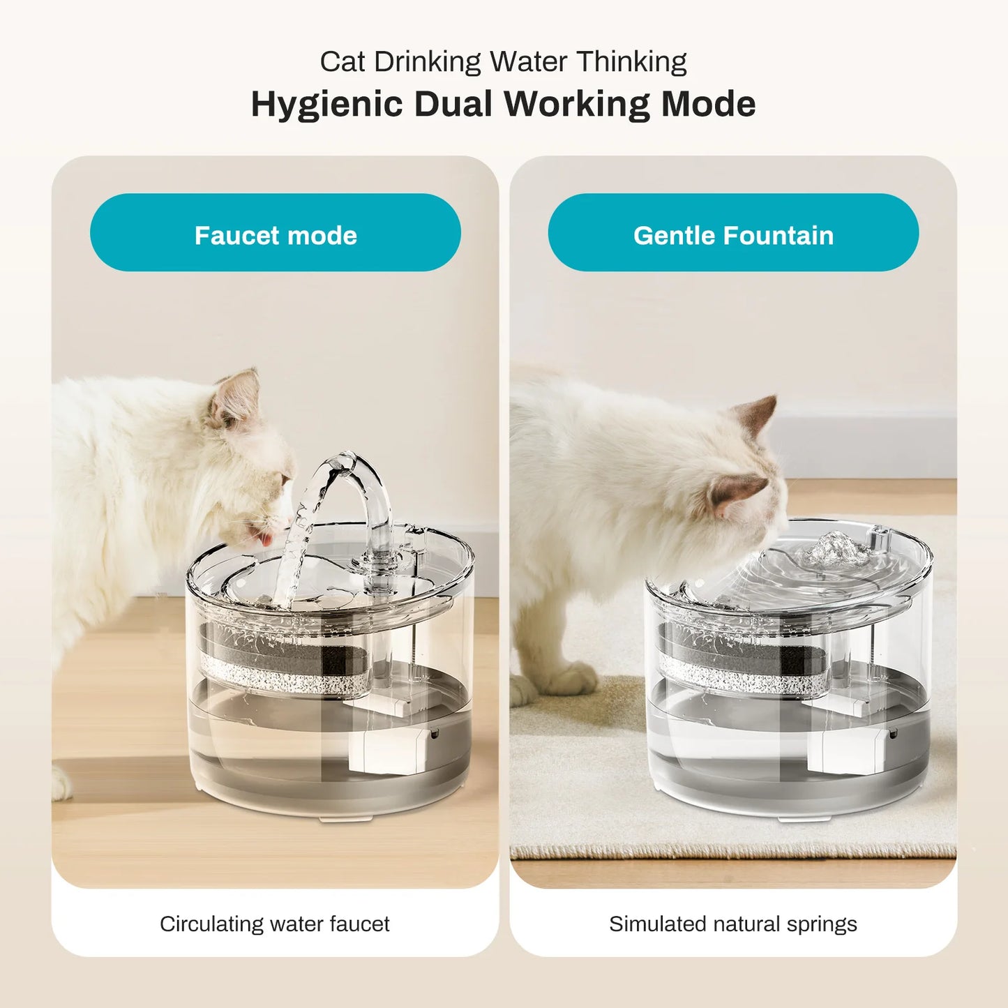 2.2L Silent Pet Water Fountain with Visible Filtration - Automatic Dispenser for Cats & Dogs
