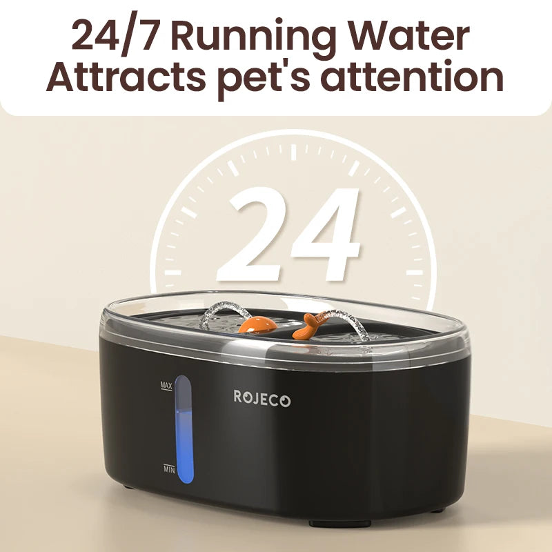 Automatic Cat Water Fountain with Dual Bowls - Wireless Pet Water Dispenser