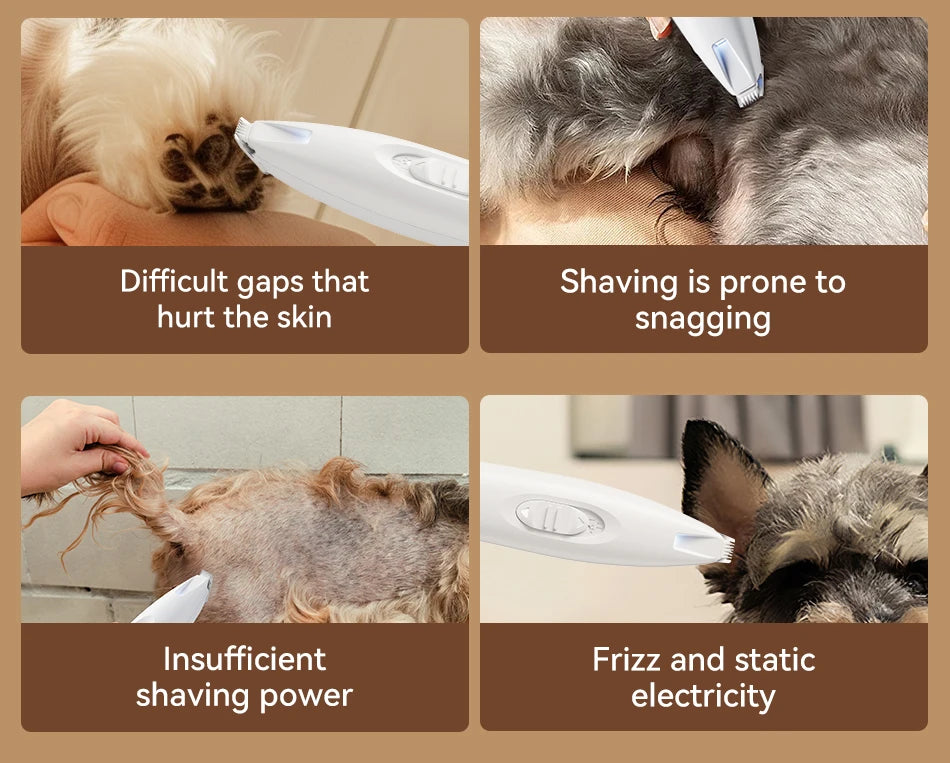 Professional Electric Pet Clipper with LED Light and Rechargeable Battery