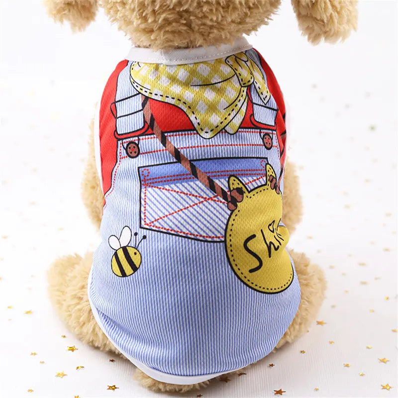 Summer Pet T-Shirt - Cartoon Soft Vest for Small Dogs and Cats