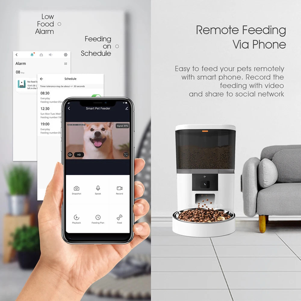 Smart Pet Feeder with HD Camera - 4L Automatic Food Dispenser with App Control