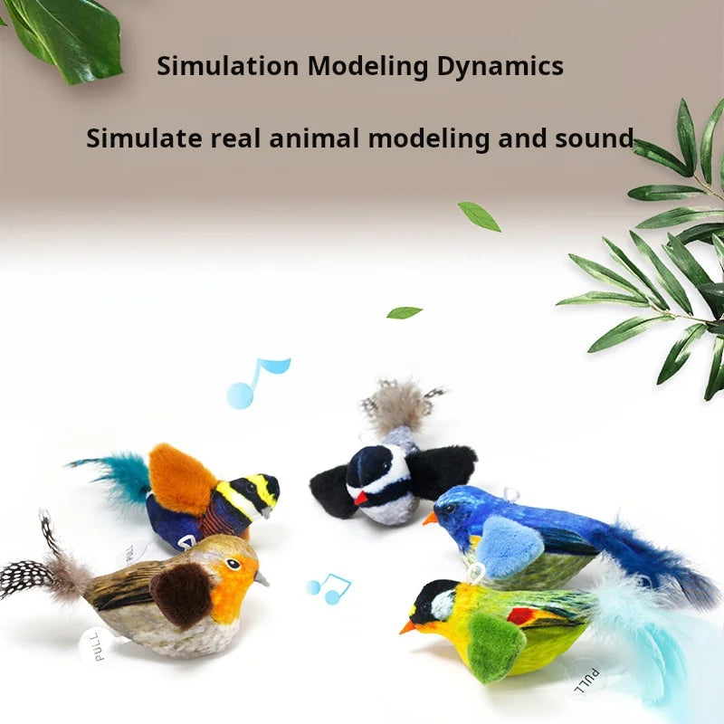 Interactive Bird Sound Cat Toy - Plush Hanging Teaser with Realistic Calls