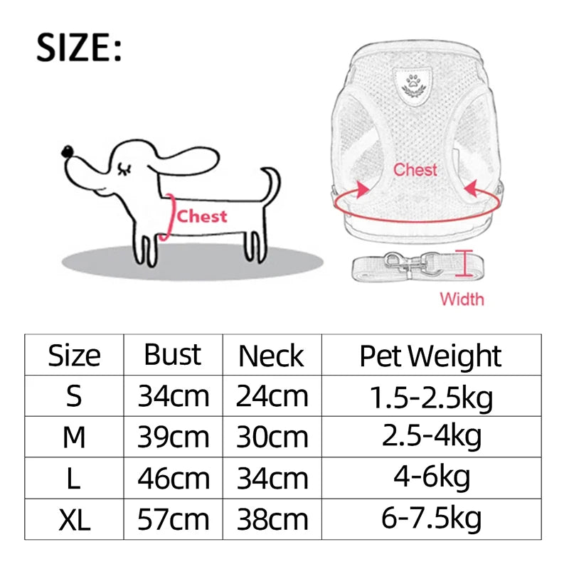 Adjustable Small Dog Harness and Leash Set - Breathable Vest
