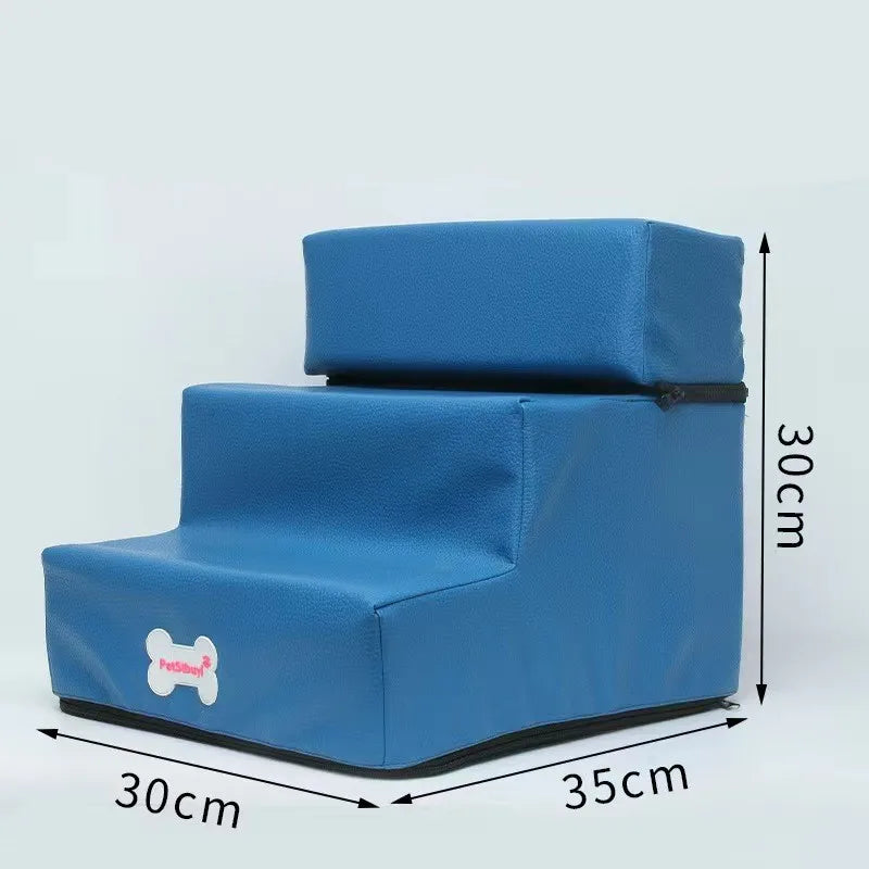 Anti-Slip Pet Stairs with Removable Washable Cover – 2 or 3 Step Ramp for Dogs & Cats