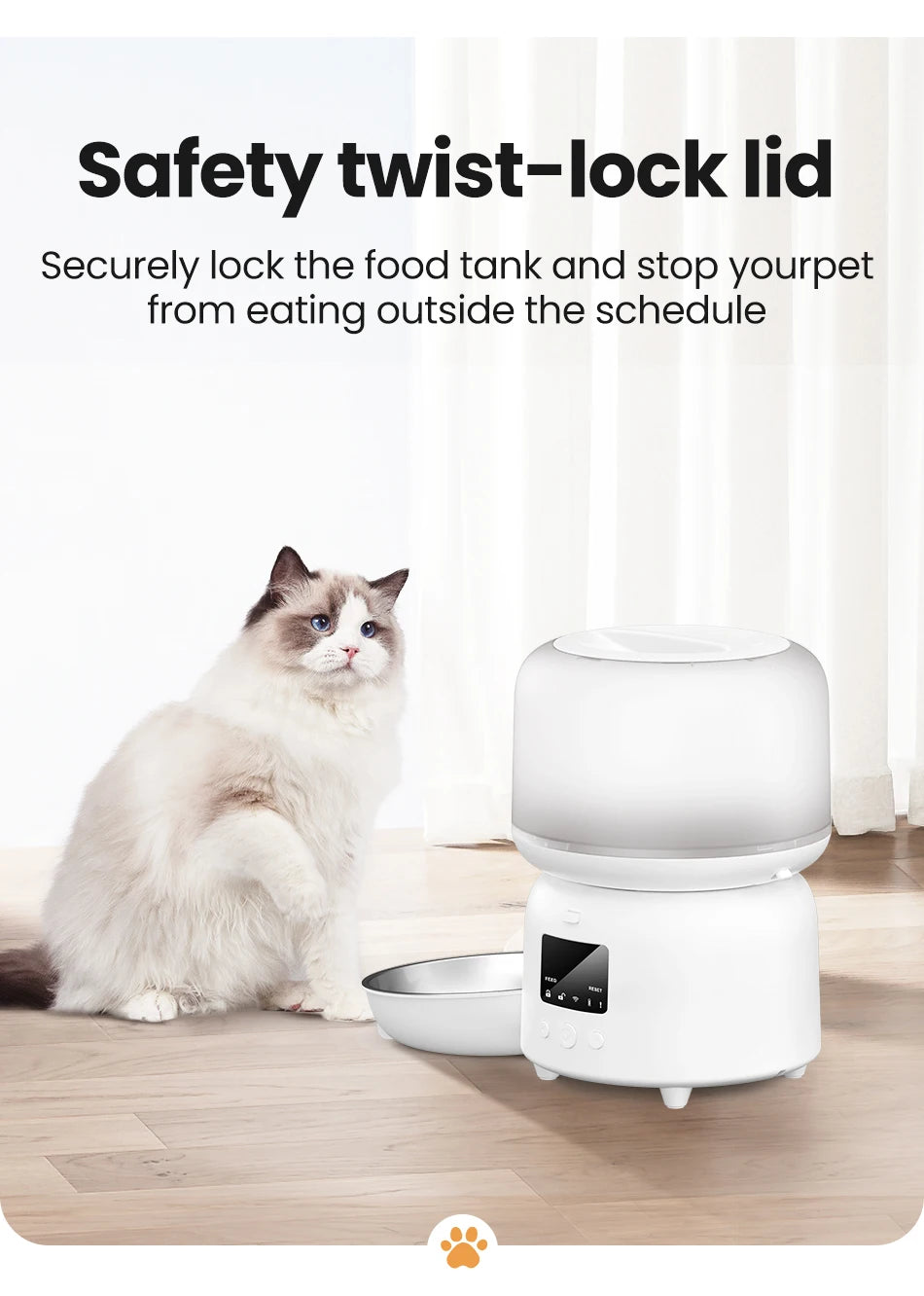 3L Smart WiFi Automatic Pet Feeder with Button Control and Remote Feeding