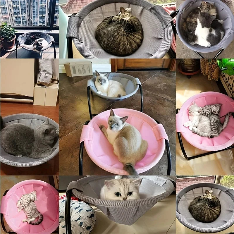 Elevated Pet Hammock Bed - Free-Standing Metal Frame with Breathable Fabric