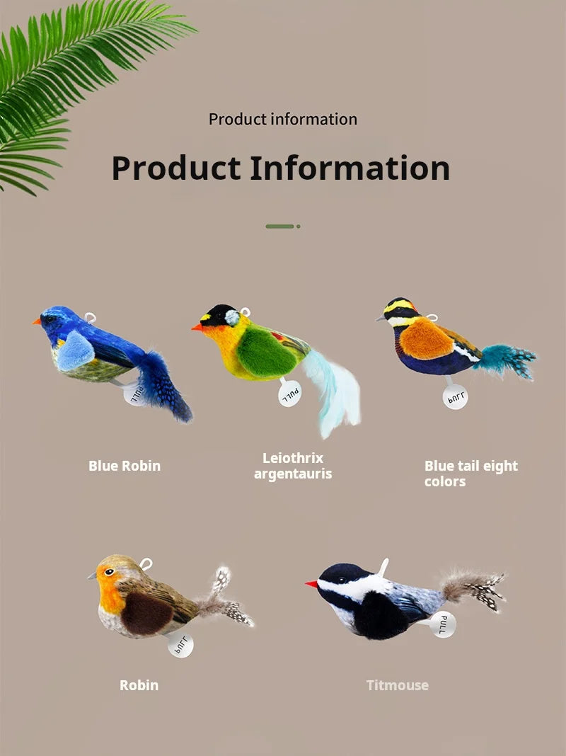 Interactive Bird Sound Cat Toy - Plush Hanging Teaser with Realistic Calls