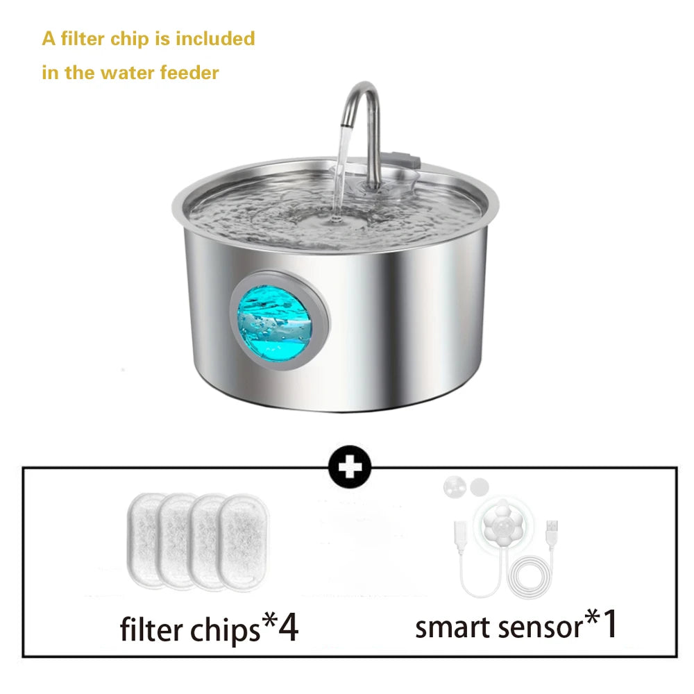 2.2L Stainless Steel Window Pet Water Fountain