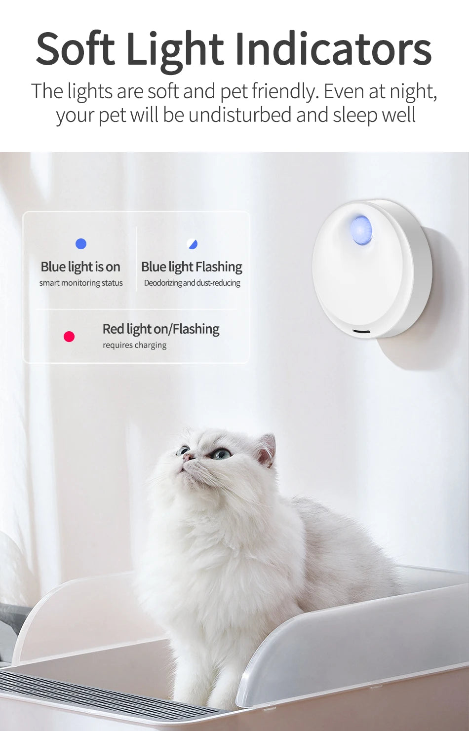4000mAh Smart Cat Litter Box Odor Purifier with Automatic Deodorizing