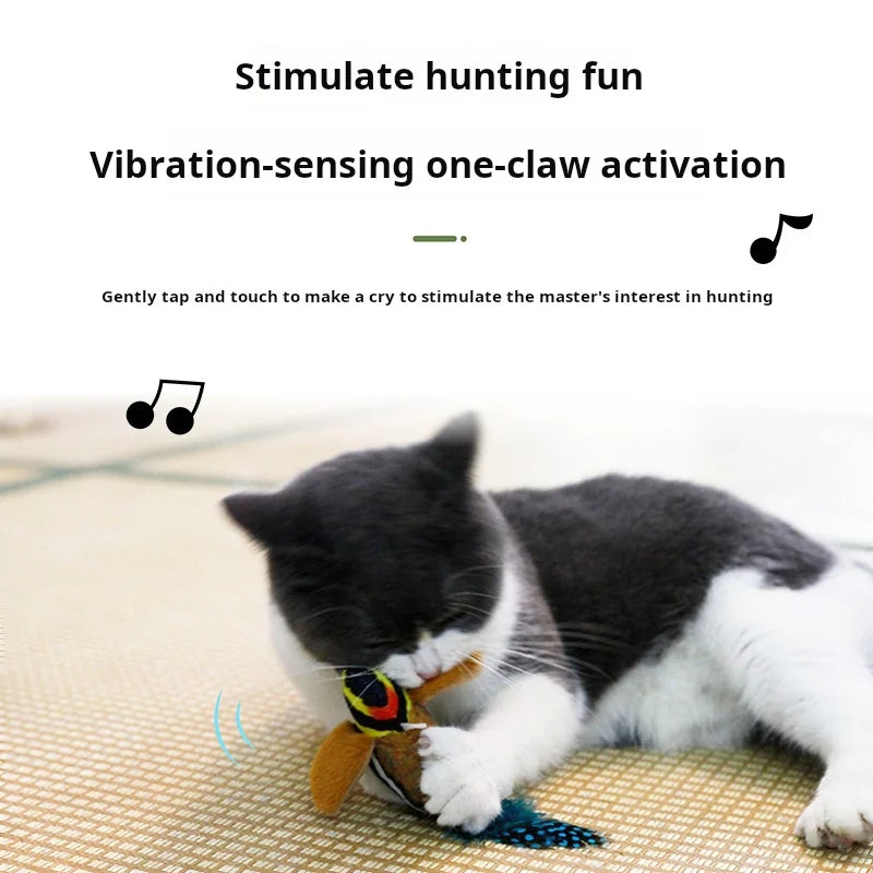 Interactive Bird Sound Cat Toy - Plush Hanging Teaser with Realistic Calls