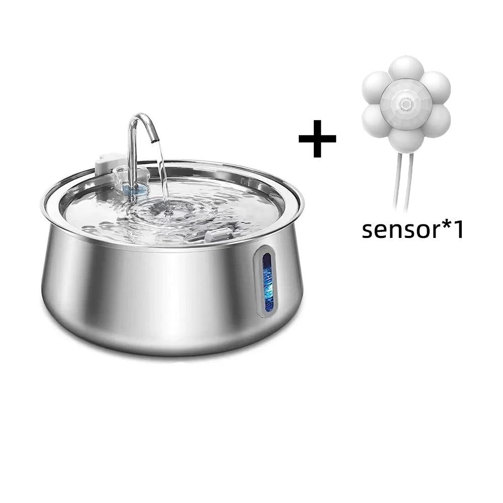 Large Capacity Stainless Steel Pet Water Fountain - 4L Multi-Layer Filtration System