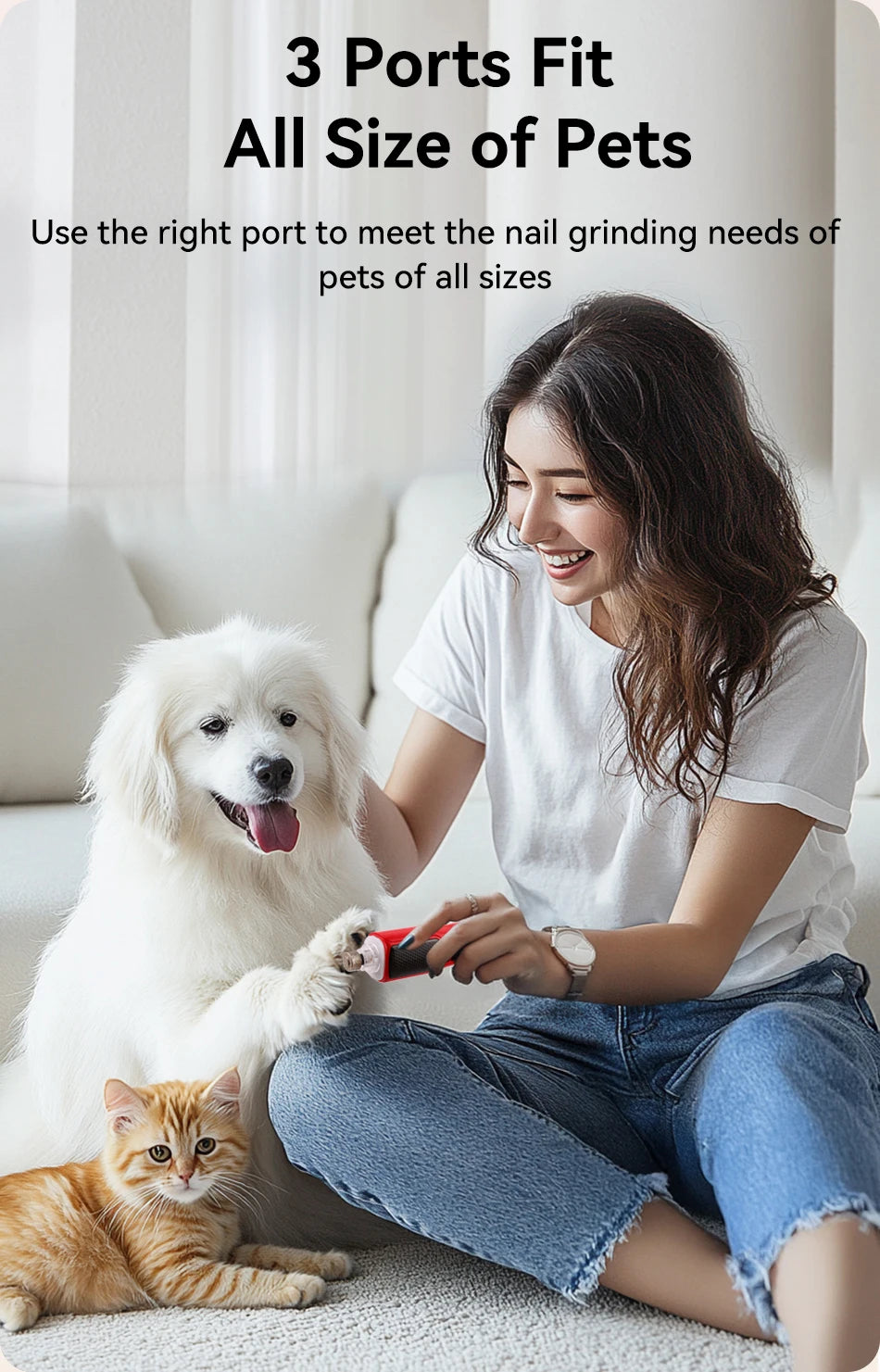 Electric Pet Nail Grinder with LED Light - Rechargeable Dog Cat Claw Trimmer