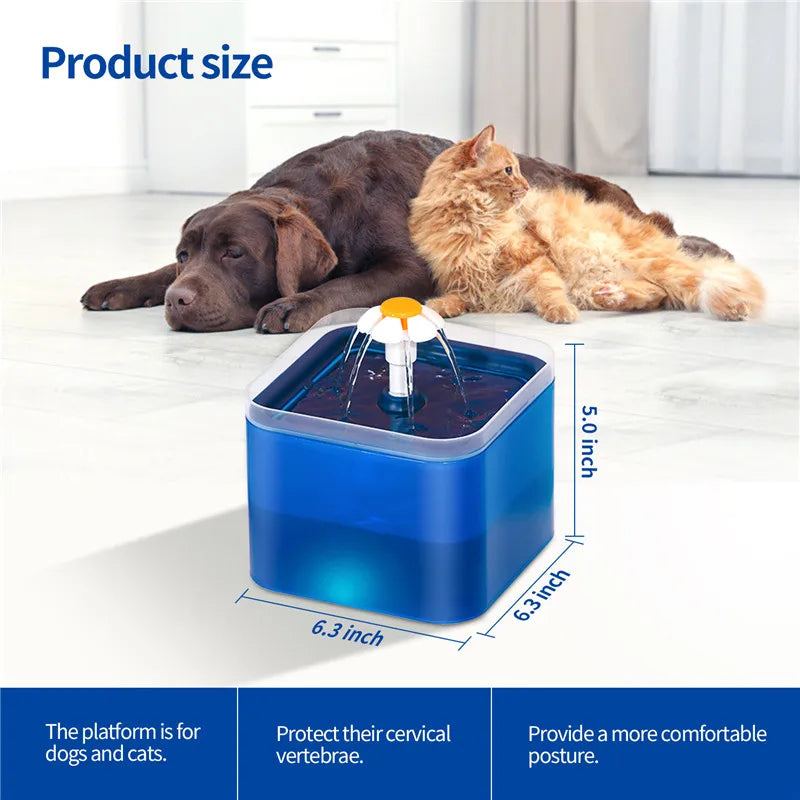 2L LED Pet Water Fountain with USB Power - Automatic Filtration System for Cats & Dogs