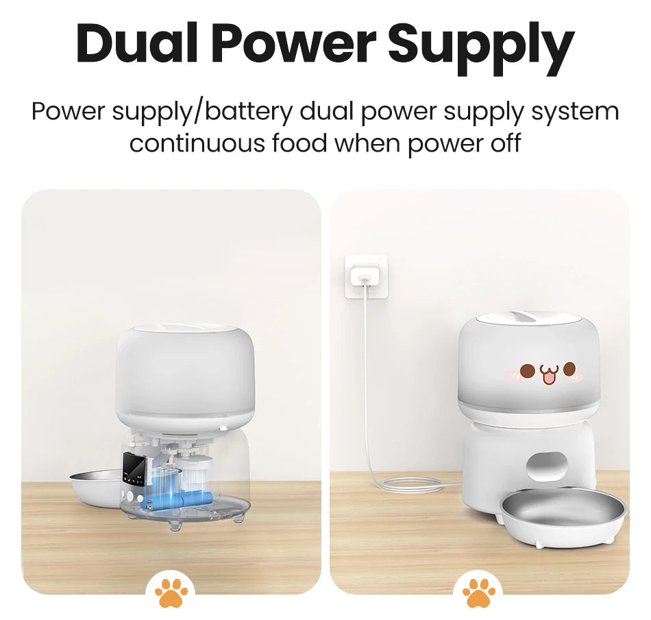 3L Smart WiFi Automatic Pet Feeder with Button Control and Remote Feeding