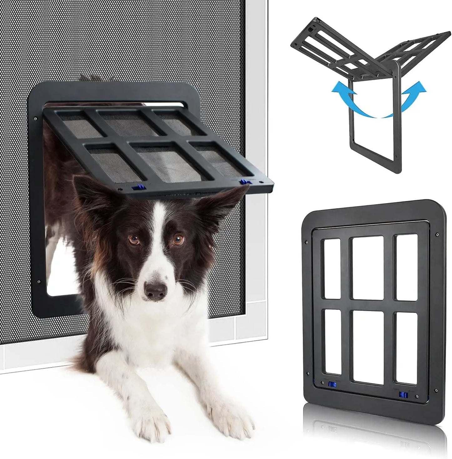 Dog Door for Sliding Screen - 11"x13" Lockable Magnetic Pet Door