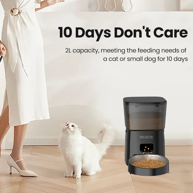 Smart Automatic Cat Feeder with Button Control and Kibble Dispenser