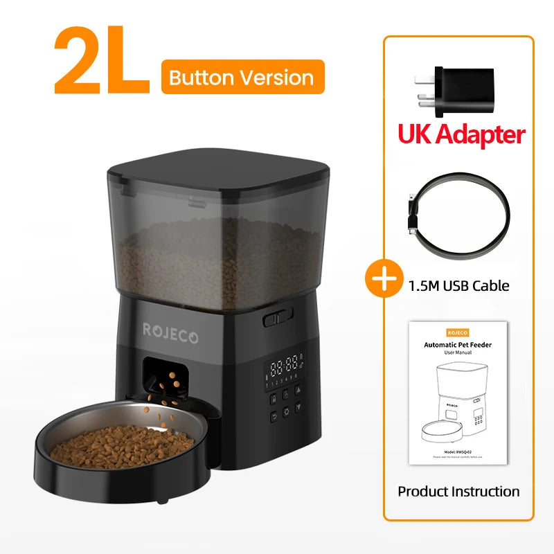 Smart Automatic Cat Feeder with Button Control and Kibble Dispenser