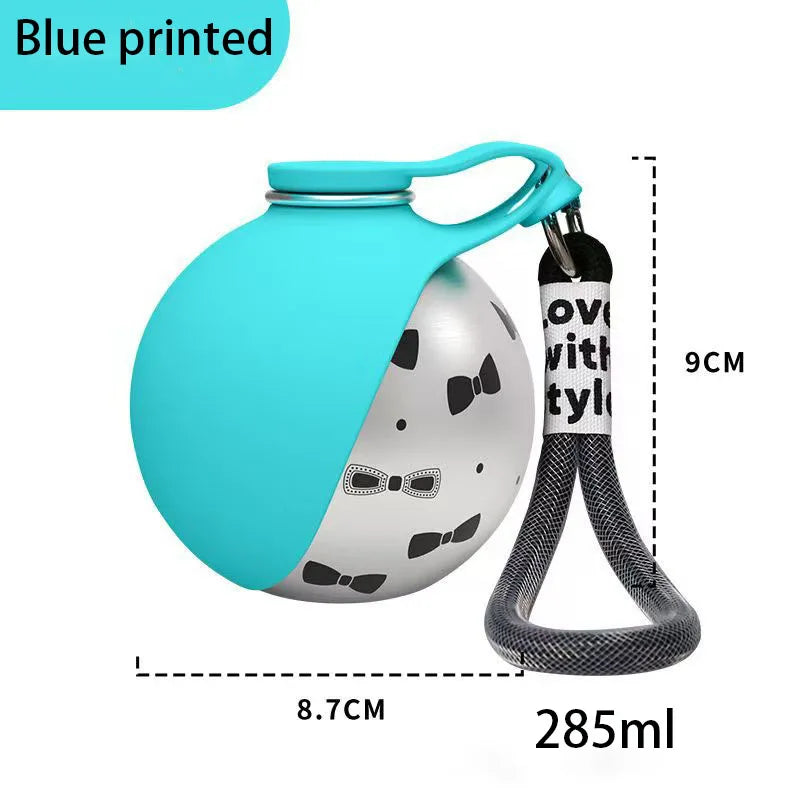 2-in-1 Stainless Steel Dog Water Bottle with Removable Silicone Bowl — 285ml