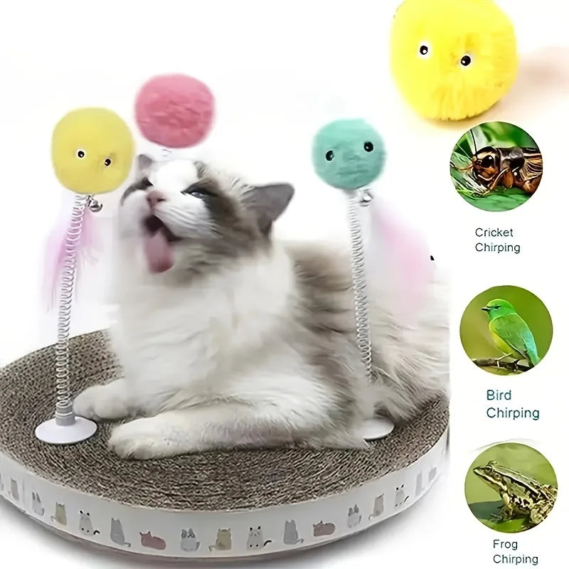 Interactive Cat Toy Ball with Chirping Sound - Plush Exercise Ball for Playtime