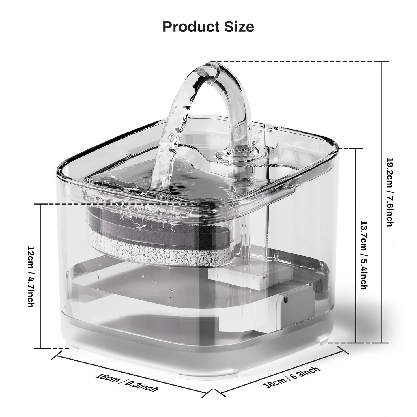 2.2L Silent Pet Water Fountain with Visible Filtration - Automatic Dispenser for Cats & Dogs
